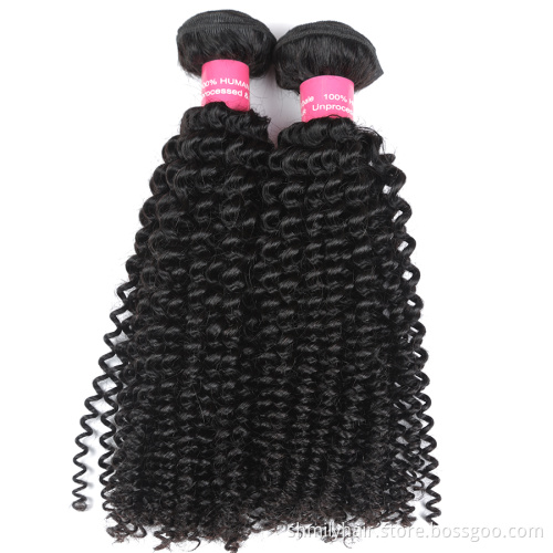 Human Hair Extension Mink Cuticle Aligned Raw Brazilian Virgin Deep Curly Hair Bundles With Frontal Closure